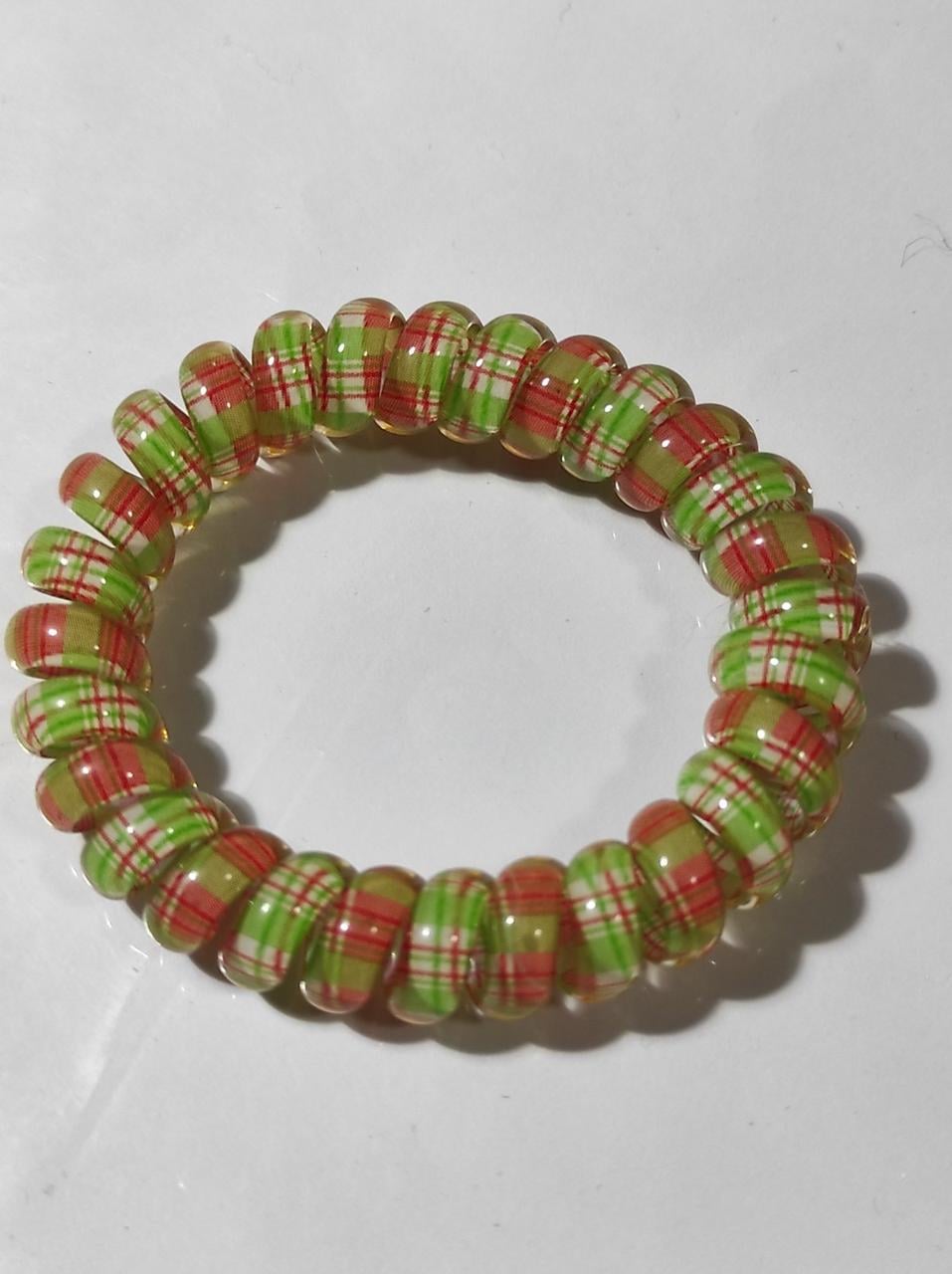 Резинка Спираль толстая с шотландским узором 5,5 см Красный (52-4-1789-ЧЕР)