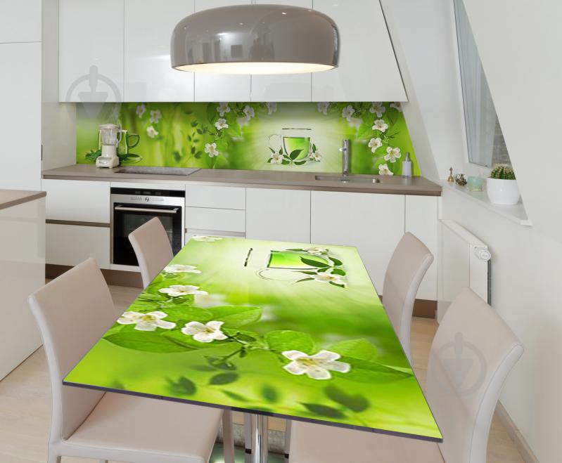 Наклейка 3Д виниловая на стол Zatarga «Чай из черёмухи» 650х1200 мм для домов, квартир, столов, кофейн, кафе