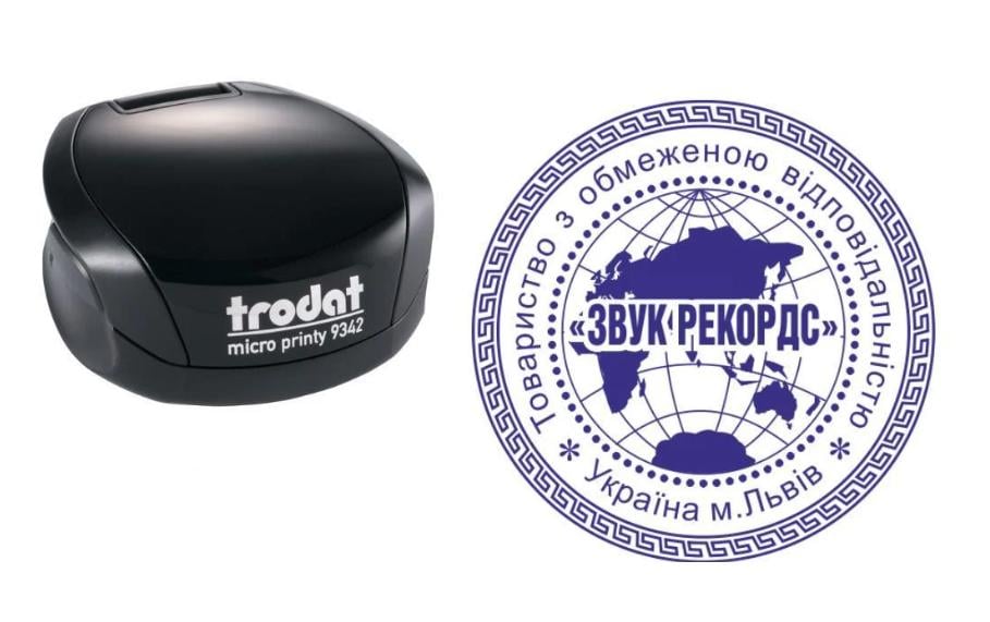 Печать ТОВ на карманном оснащении Trodat Micro Printy 9342 d 42 мм Черный (ООО7/9342/B)