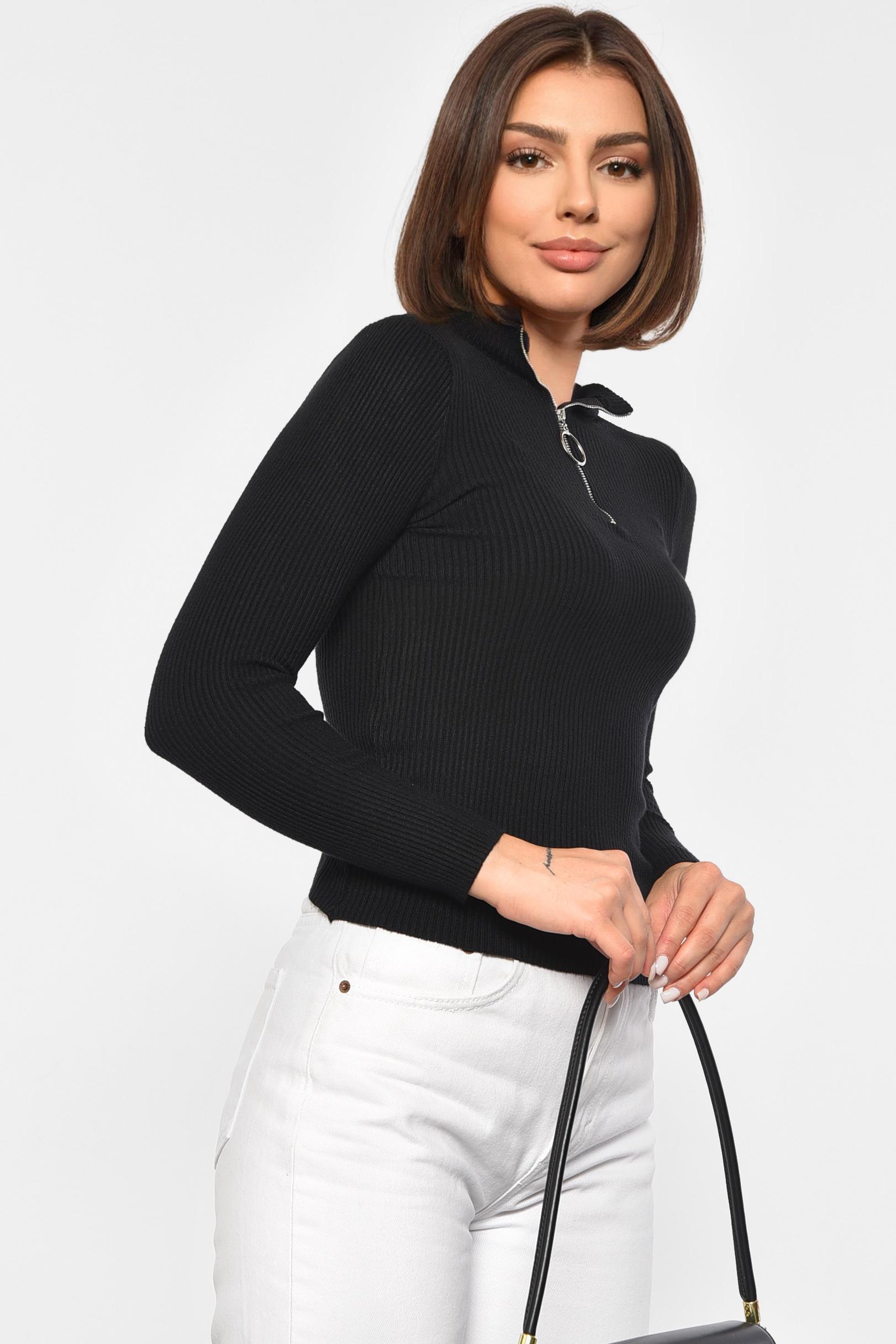 Гольф женский однотонный с замком S-M Черный (188260) - фото 2