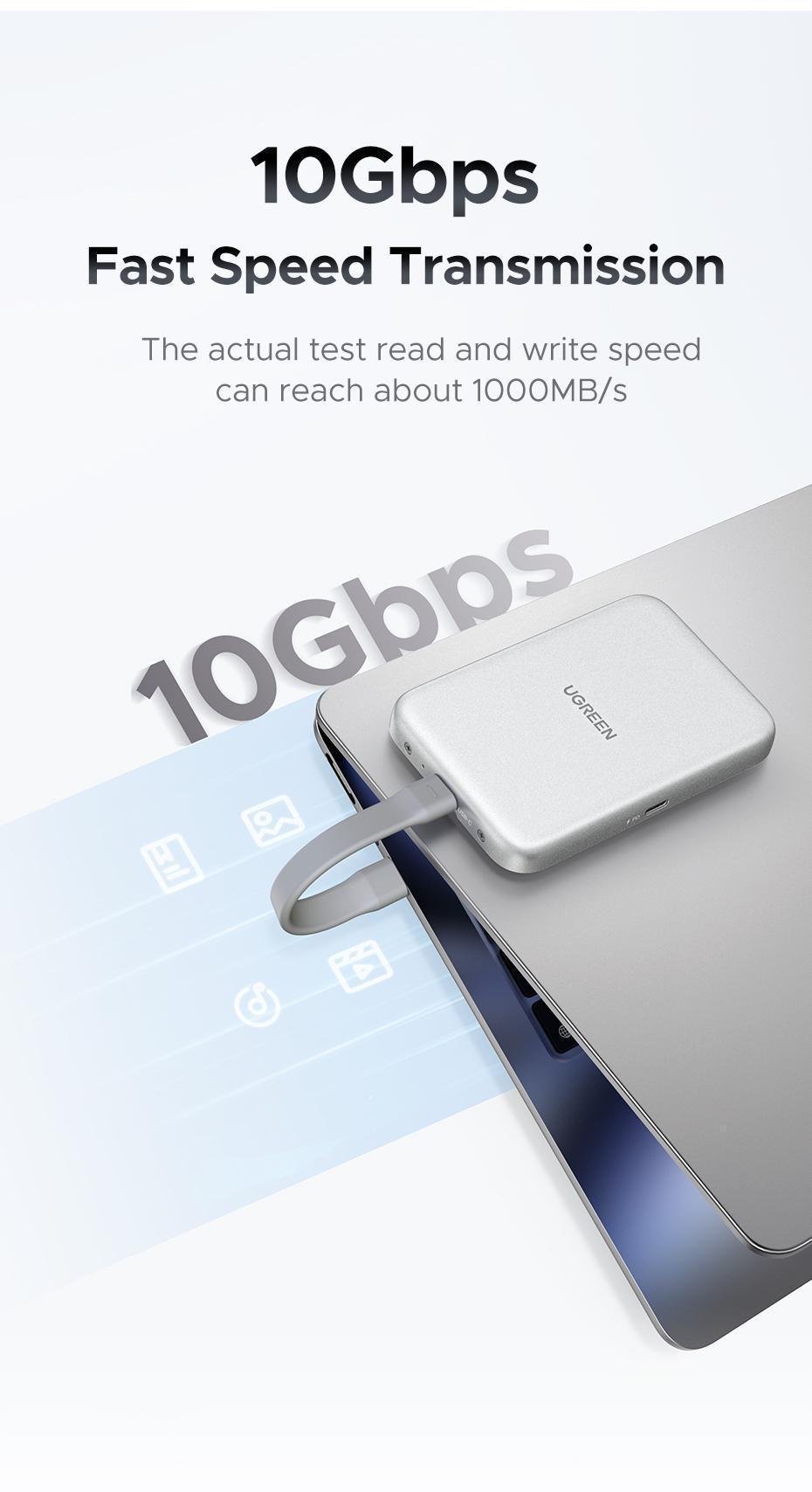 Кишеня зовнішня Ugreen 10 гбіт/с 100 Вт алюмінієвий Сріблястий (55151) - фото 6 Кишеня зовнішня Ugreen 10 гбіт/с 100 Вт алюмінієвий Сріблястий (55151) - фото 6