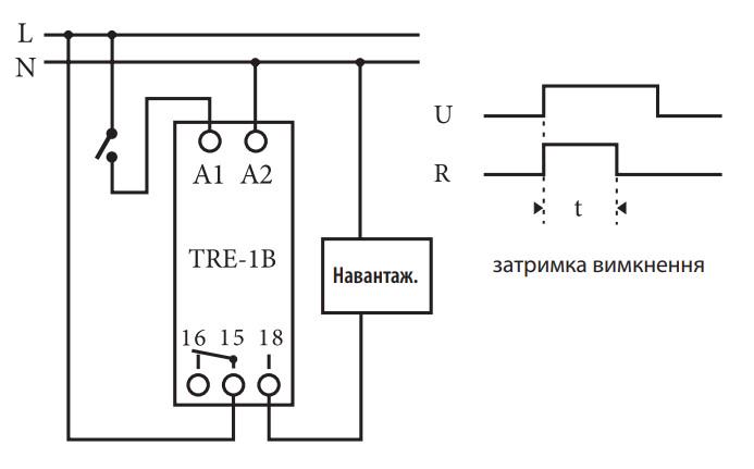 Реле часу ETI TRE-1B 16А 230В 1-99000cек затримка на вимкнення (2470028) - фото 2