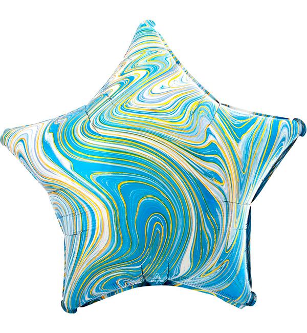 Повітряні кульки Star Graine 43 см мармуровий візерунок Блакитний