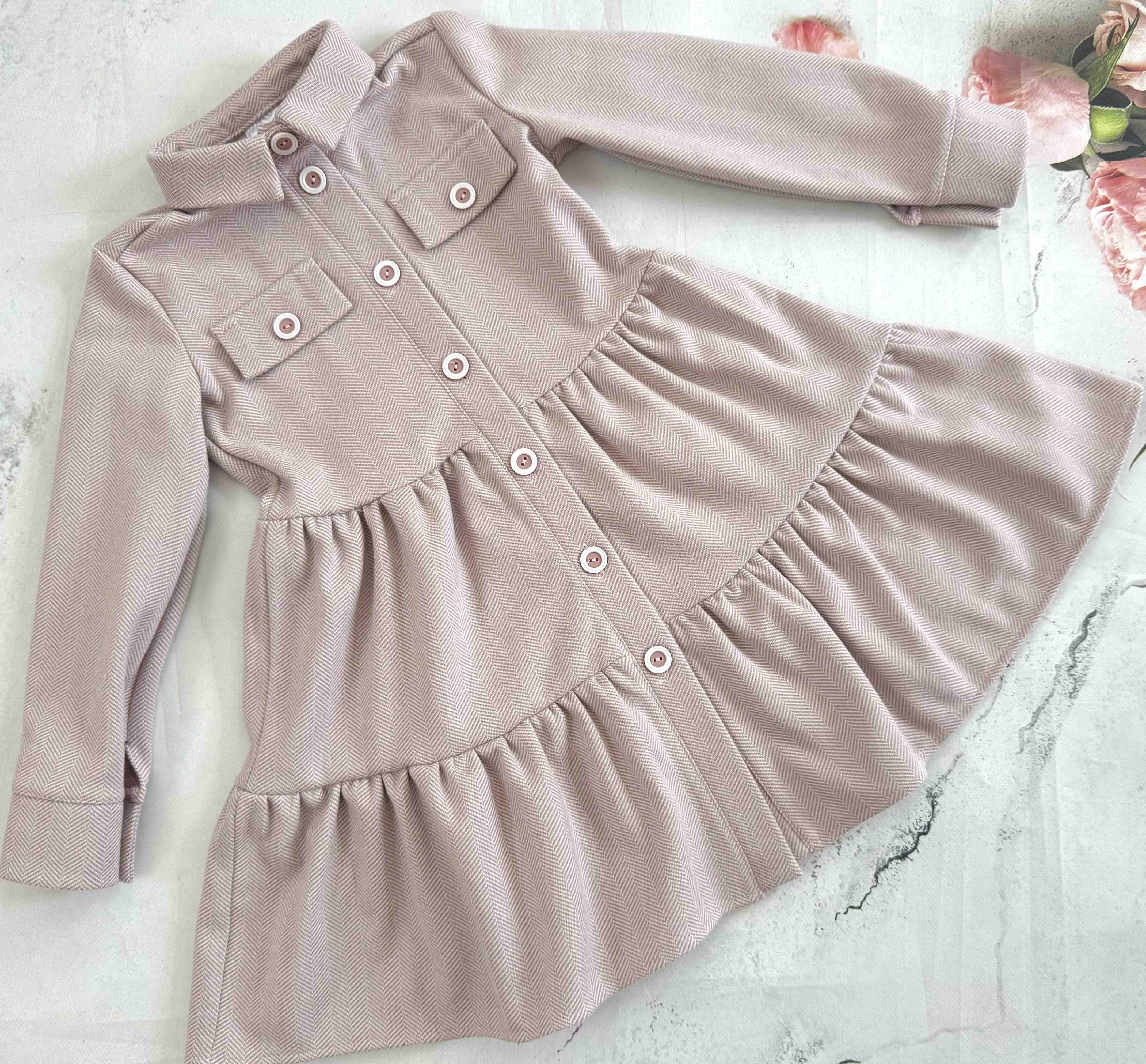 Плаття дитяче тепле 122 см Пудровий (D-7289-122п)