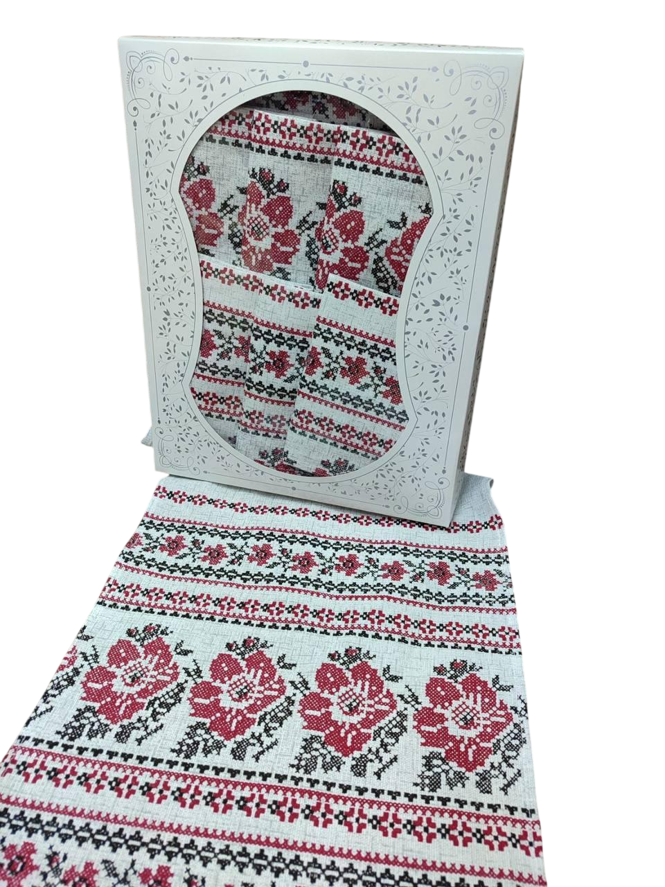 Набор скатерть с полотенцами лен 110х150/см 35х70 см 4 шт. (Д-Al-nabir-lyon-002)