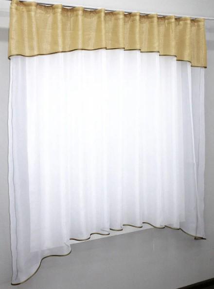 Тюль арка на кухню шифон/батист 270х170 см Белный/Золотистый (036к) - фото 3
