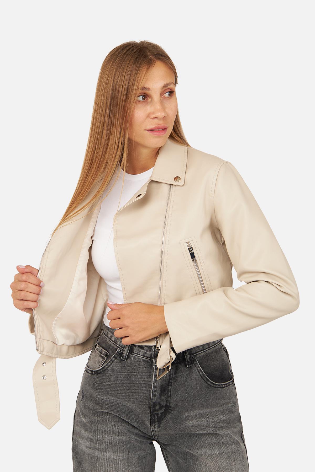 Куртка косуха жіноча р. 40 Сірий (SKT001009740) - фото 4 Куртка косуха жіноча р. 40 Сірий (SKT001009740) - фото 4