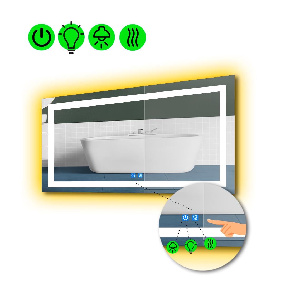 Зеркало с LED подсветкой Karnet с часами и линзой с подсветкой 120x80 см (8776244)