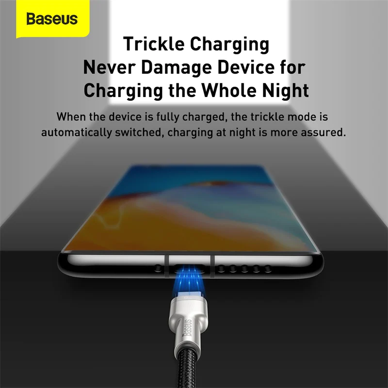 Кабель BASEUS Cafule Series Metal USB to Type-C 66 Вт 6А тканевая оплетка 0,25 м Чорний - фото 2