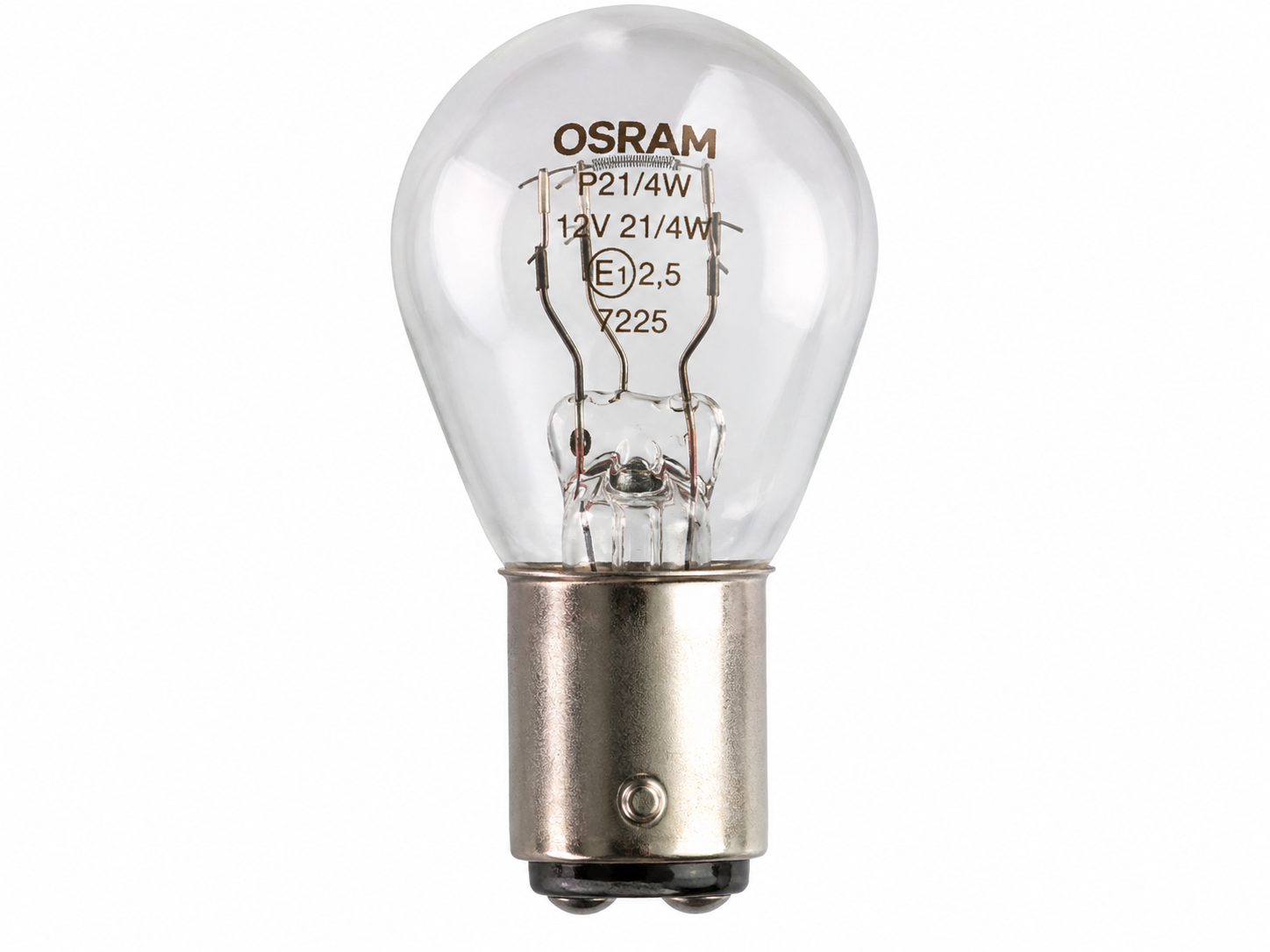 Лампочка P21/4W Osram 7225 12V21W 2-контакта смещенные усы (3085950263)