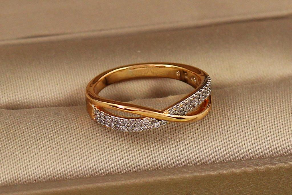Кольцо Xuping Jewelry Волна с родием р. 18 Золотистый (32899083)