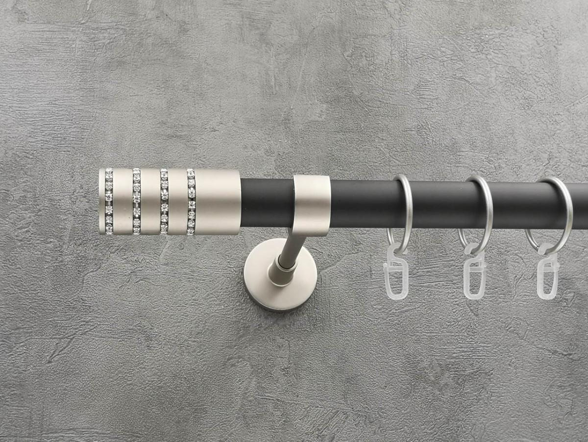 Карниз Quadrum Барамела гладкая штанга одинарный модерн 25 мм 200 см Сатин/Черный матовый (272278581)