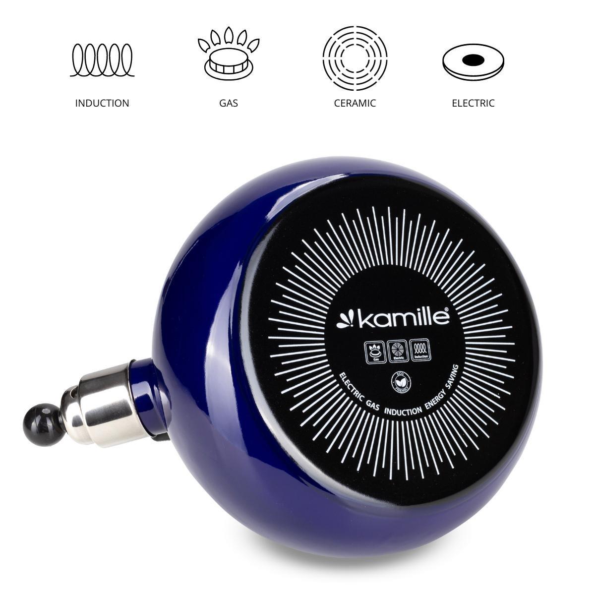 Чайник со свистком Kamille KM-1039С из эмалированной стали 2,5 л Синий (150-84-1039С) - фото 5