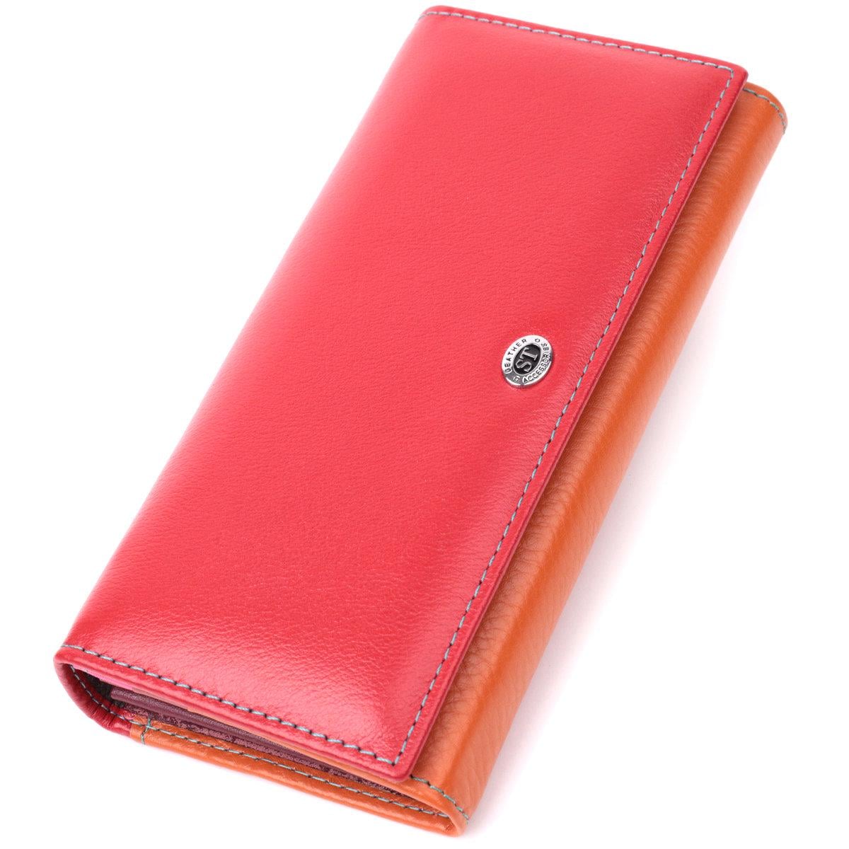 Кошелек женский ST Leather 22518 двусложный из натуральной кожи Разноцветный (168-136-22518)