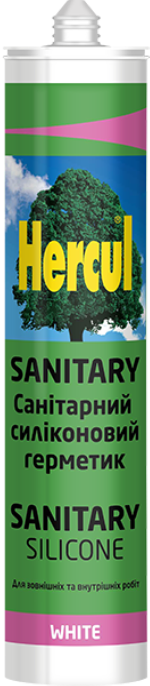 Герметик силиконовый HERCUL SANITARY санитарный 280 мл Белый (HS062)