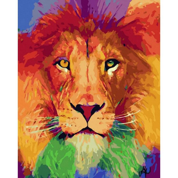 Картина по номерам Rainbow Art Красочный яркий лев GX44800 40х50 см