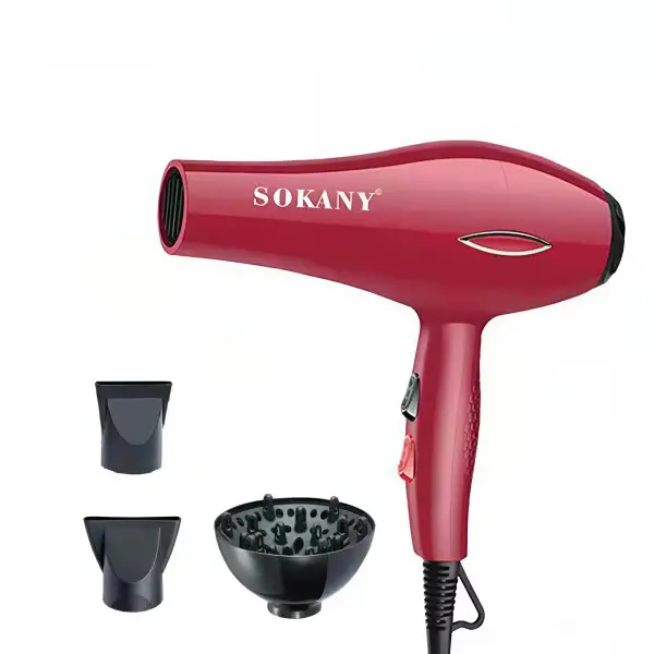 Фен для сушки и укладки Sokany SK‑2215 с комплектом насадок 2600 Вт Красный (147-107-SK-2215 )