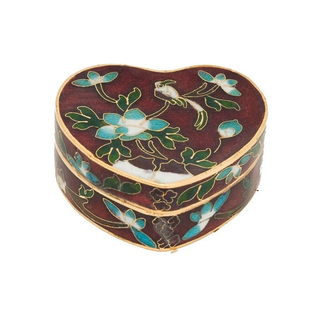 Шкатулка клуазоне Сердце 2,5х6х5,5 см Коричневый (А4545)