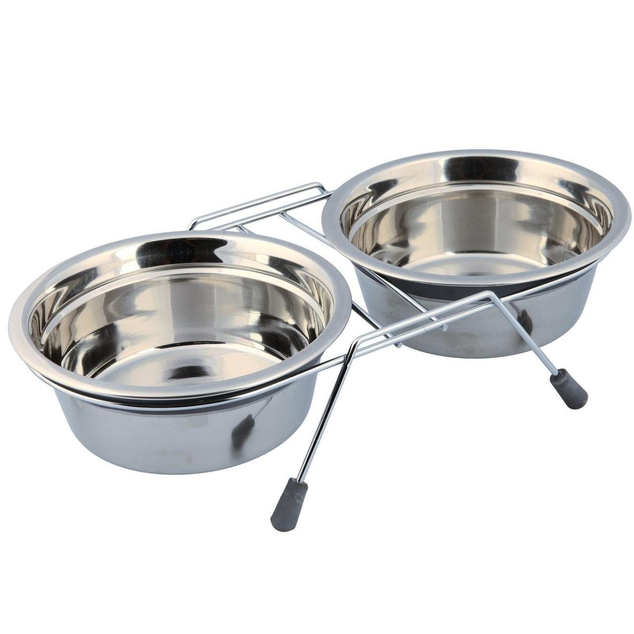 Миска двойная для животных из нержавеющей стали 20х13х14 см (2441656736)