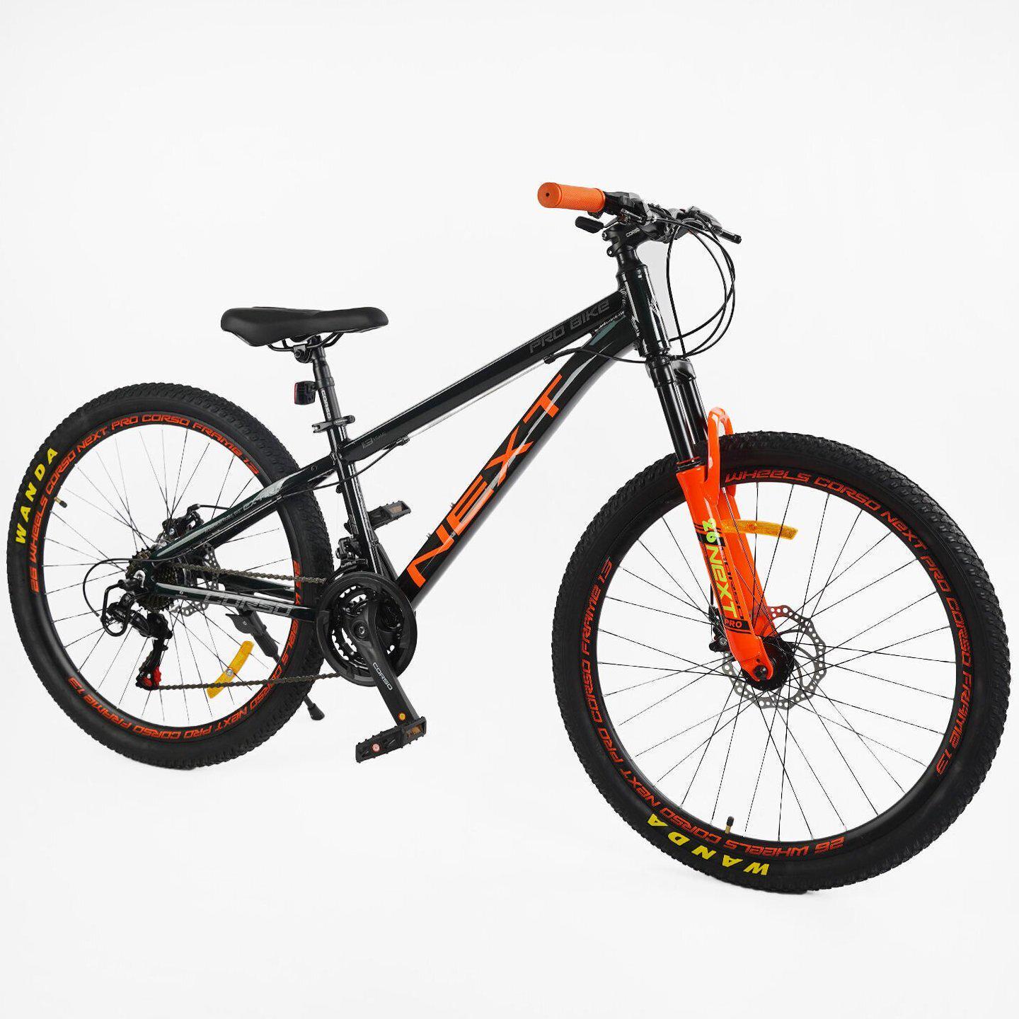 Велосипед горный Corso Next алюминиевый 26"/13" Черно-оранжевый (795701166) - фото 2