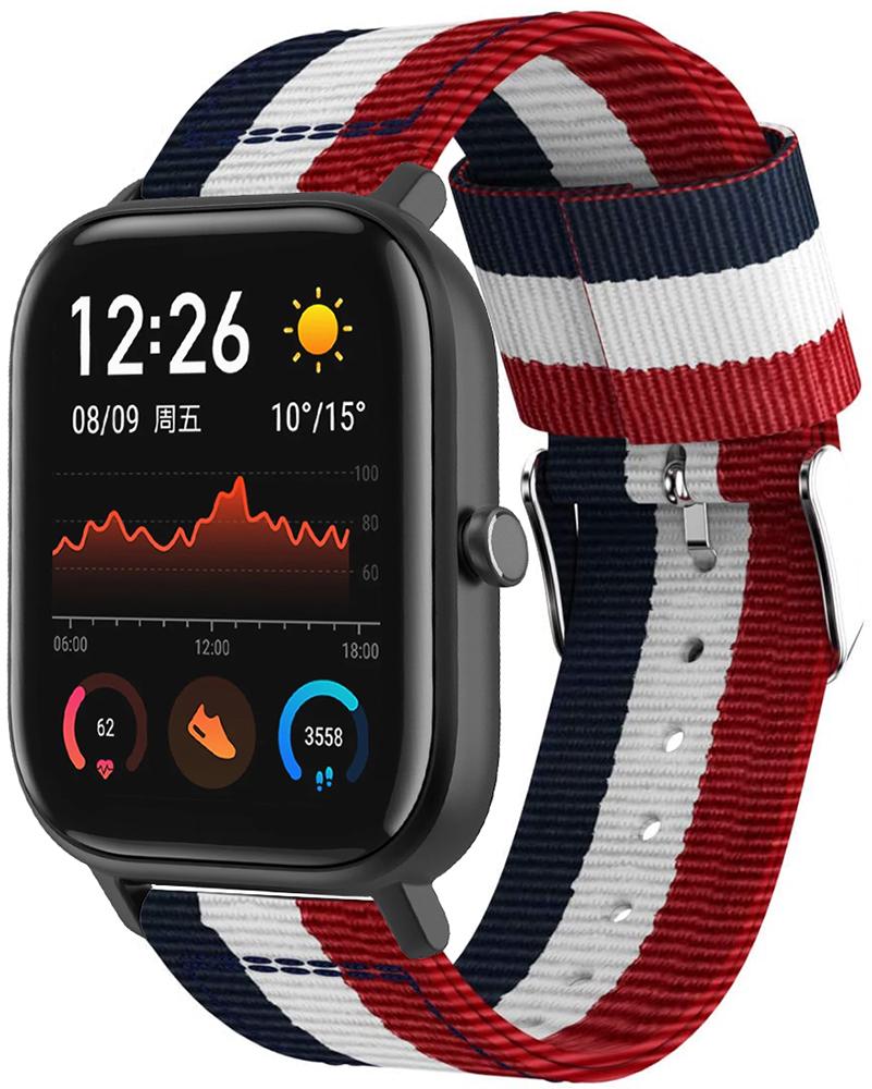 Ремешок тканевый Canvas для Amazfit GTS Red/White/Blue (20563)