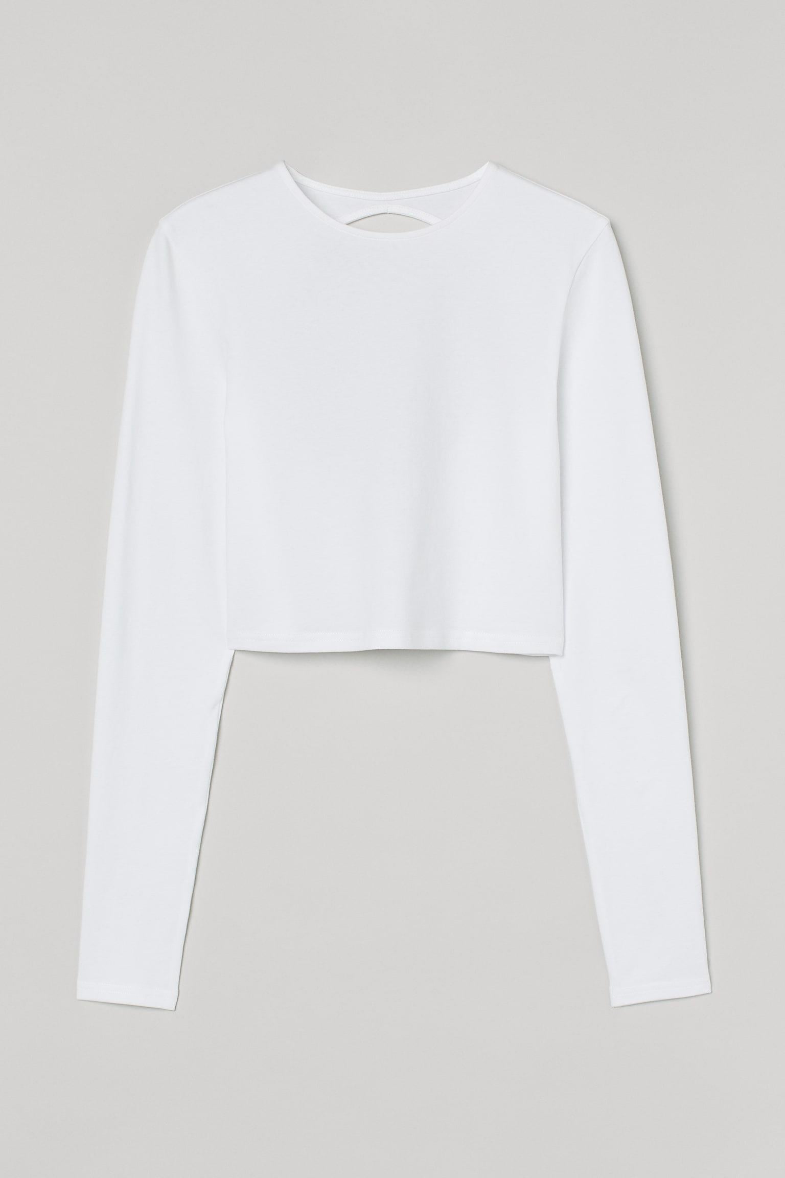 Топ женский H&M с длинными рукавами 2XS Белый (985757002)