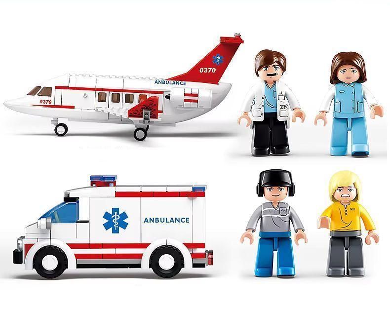 Конструктор Sluban Літак машинка швидкої допомоги 335 деталі Червоний (437) - фото 5