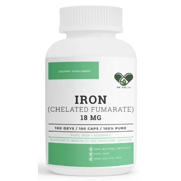 Мікроелемент залізо Envie Lab Iron Chelated Fumarate 18 мг 100 капс. (000022319)