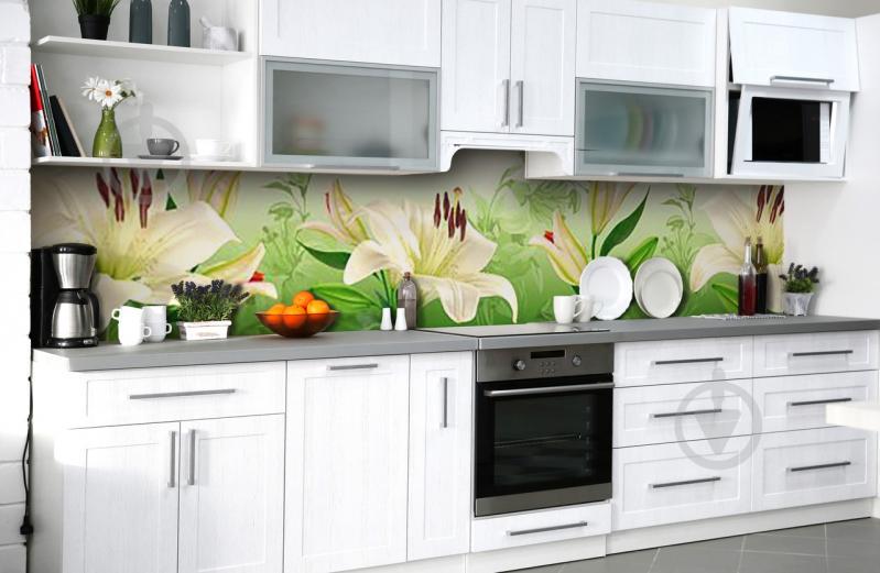 Скинали на кухню Zatarga «Дурманящие лилии» 600х2500 мм виниловая 3Д наклейка кухонный фартук самоклеящаяся Скинали на кухню Zatarga «Дурманящие лилии» 600х2500 мм виниловая 3Д наклейка кухонный фартук самоклеящаяся