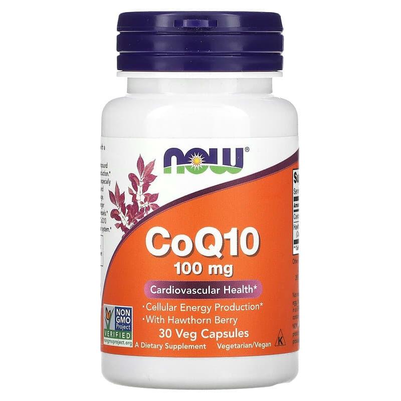 Коензим Q10 Now Foods CoQ10 100 мг для енергії та здоров'я серця 30 рослинних капс.