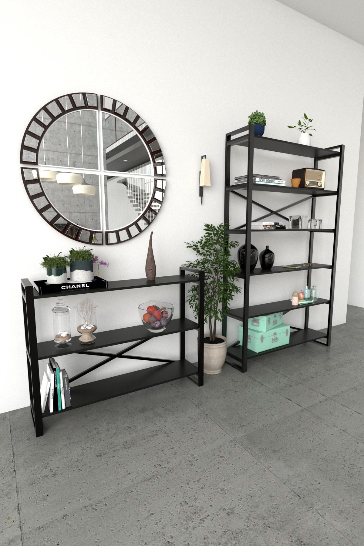 Комплект стеллажей EcoLoft Lagos DSP-1260-5 в стиле черный лофт (DSP-1260-5)