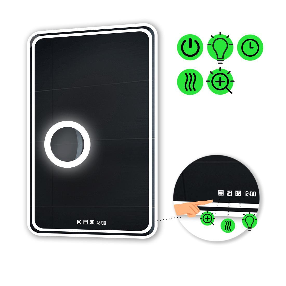 Зеркало с LED подсветкой Ottavia с тремя сенсорами/подогревом и линзой с подсветкой 100x60 см (Ottavia56)