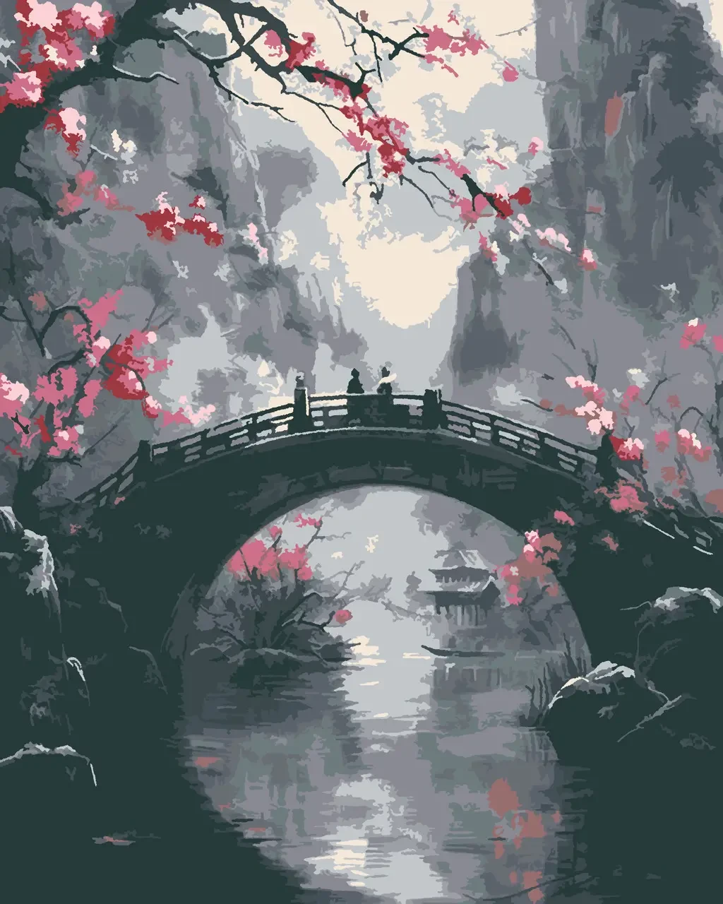 Картина по номерам Riviera Blanca "Мост под сакурами" 40x50 см (RB-1122) Картина по номерам Riviera Blanca "Мост под сакурами" 40x50 см (RB-1122)