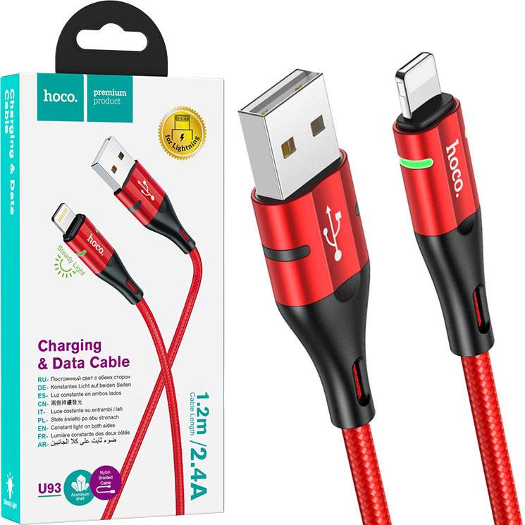 Кабель Hoco U93 iPhone 5 6 7 iPad Lightning 1,2 м Red (23593)