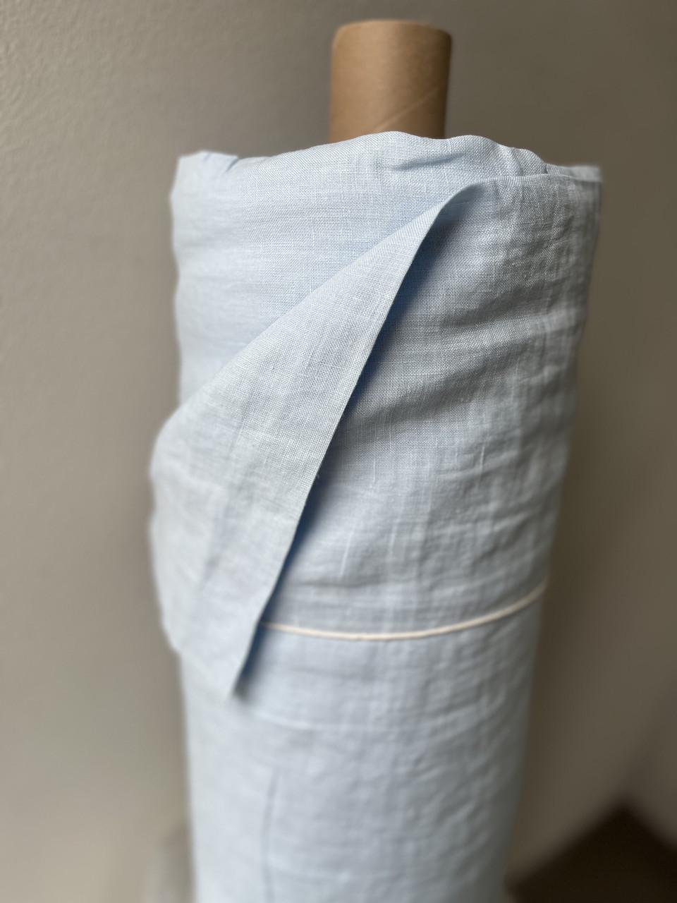 Ткань LINEN PLUS CRASH EFFECT 100% лен 250 см 1347 Небесно-голубой - фото 2
