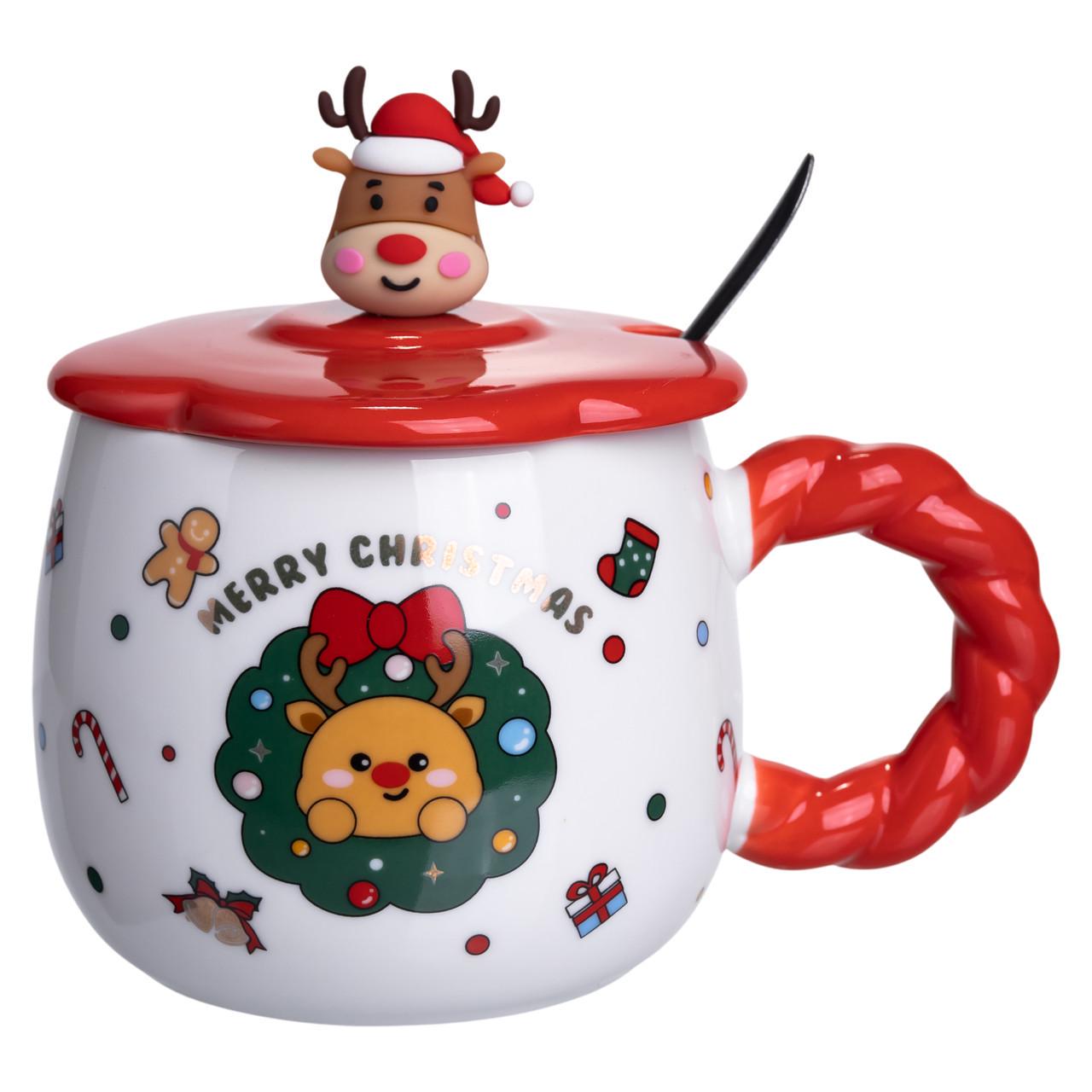 Чашка фарфоровая Rudolph the Reindeer с крышкой 400 мл (FM-CS-20A) - фото 3 Чашка фарфоровая Rudolph the Reindeer с крышкой 400 мл (FM-CS-20A) - фото 3