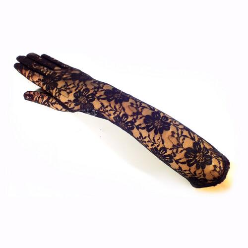 Перчатки гипюровые длинные Seta Decor 8-178BLK