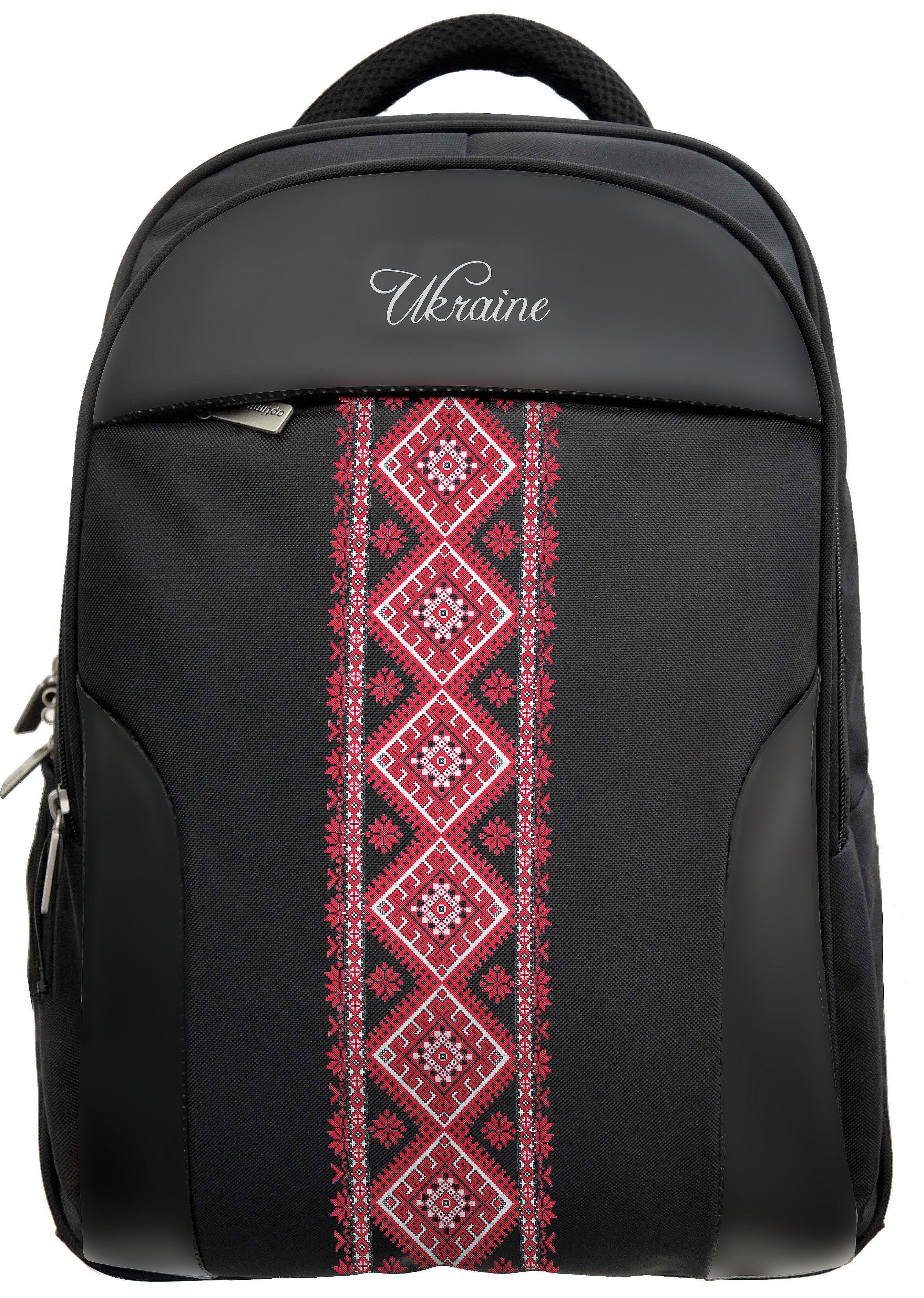 Рюкзак діловий Optima Vyshyvanka Red 18 45х32х20 см Чорний (O97361)