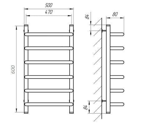 Полотенцесушитель электрический Paladii Стандарт 600х500х6R терморегулятор ТР01 Черный (РБЧе096РRЧМ) - фото 3