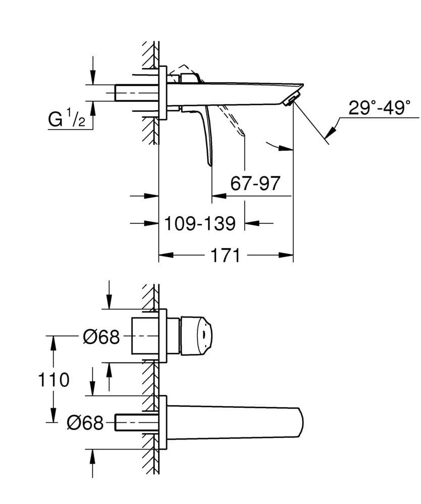 Смеситель для раковины скрытого монтажа Grohe EuroSmart New (29337003) - фото 3