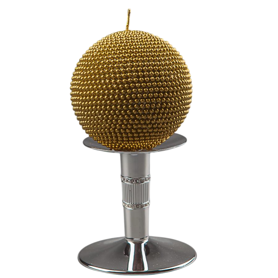 Новогодняя свеча парафиновая для декора в форме шара 10 см Золотой (147-81-035Q)