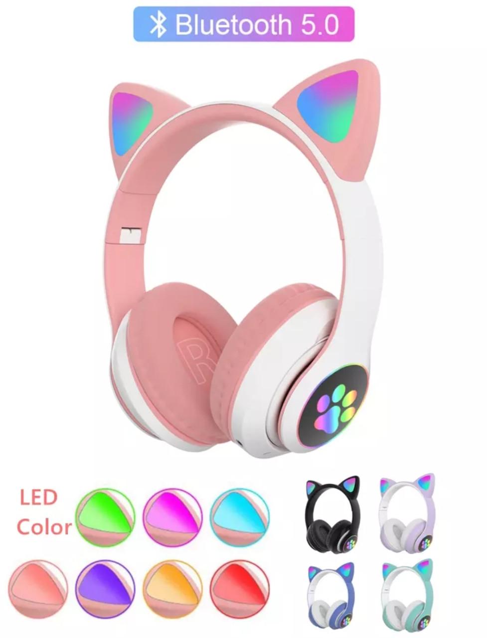 Навушники бездротові ASK-28 з котячими вушками та LED підсвіткою Рожевий (000346) - фото 7 Навушники бездротові ASK-28 з котячими вушками та LED підсвіткою Рожевий (000346) - фото 7