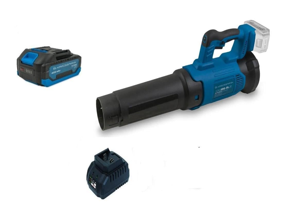 Повітродуйка акумуляторна KRAISSMANN 1041 ABG-BL 20MP безщітковий мотор/акумулятор 4000 мАг/зарядний пристрій (25067108)