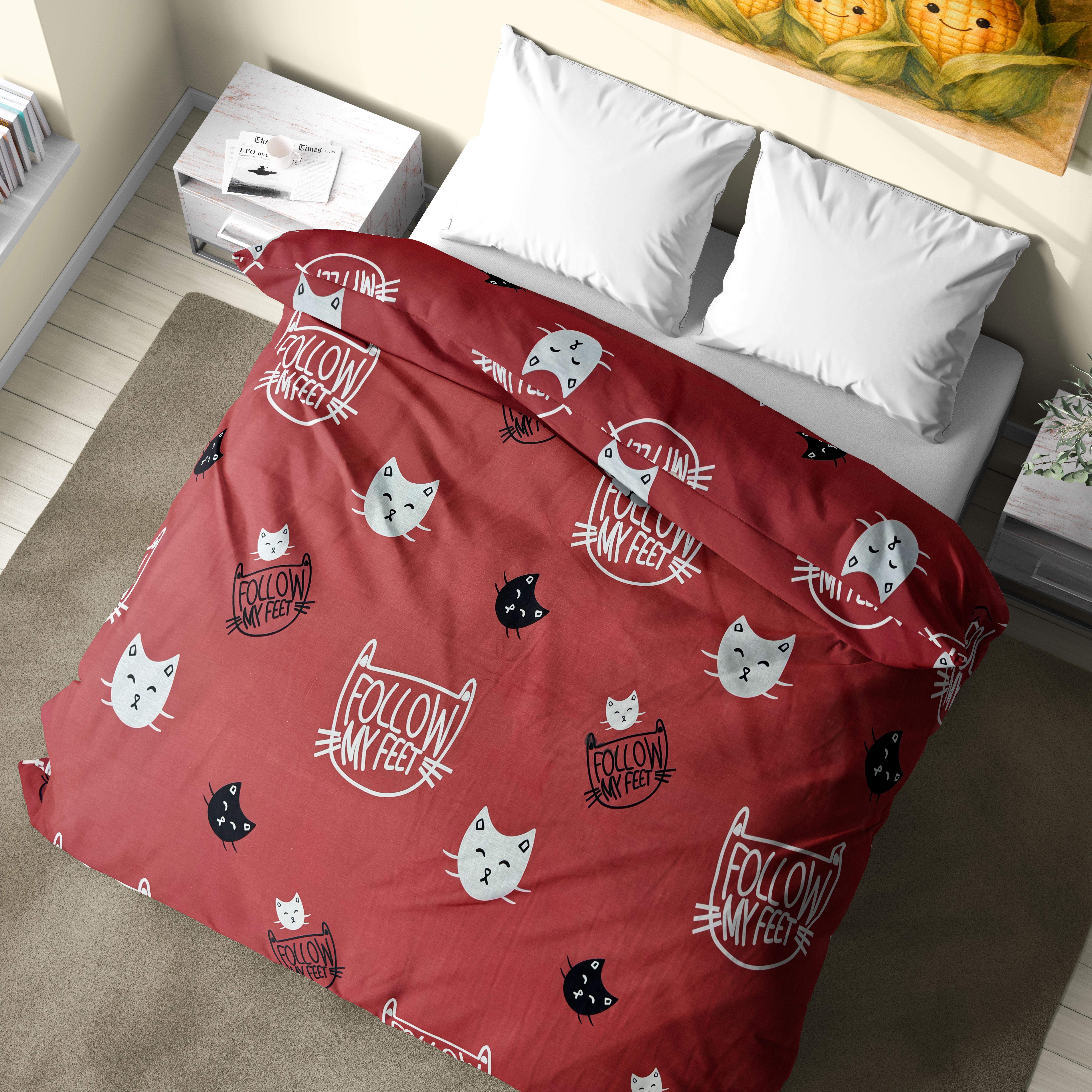 Пододеяло из бязи Follow my feet двуспальное 180х220 см Красный (GLux-1205R/x180p)