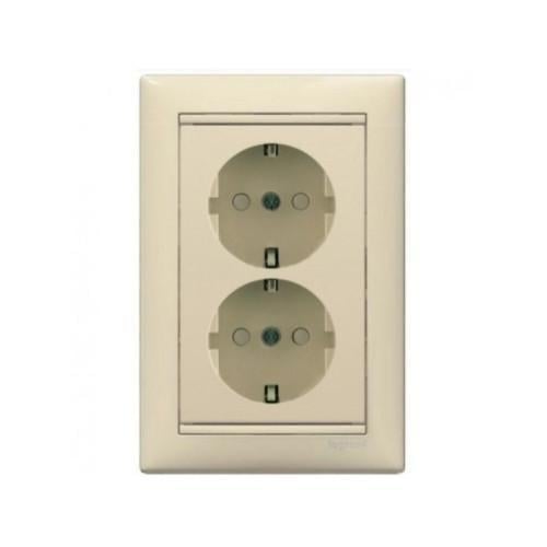 Розетка двойная Legrand Valena с заземлением с заслонкой Слоновая кость (774371)