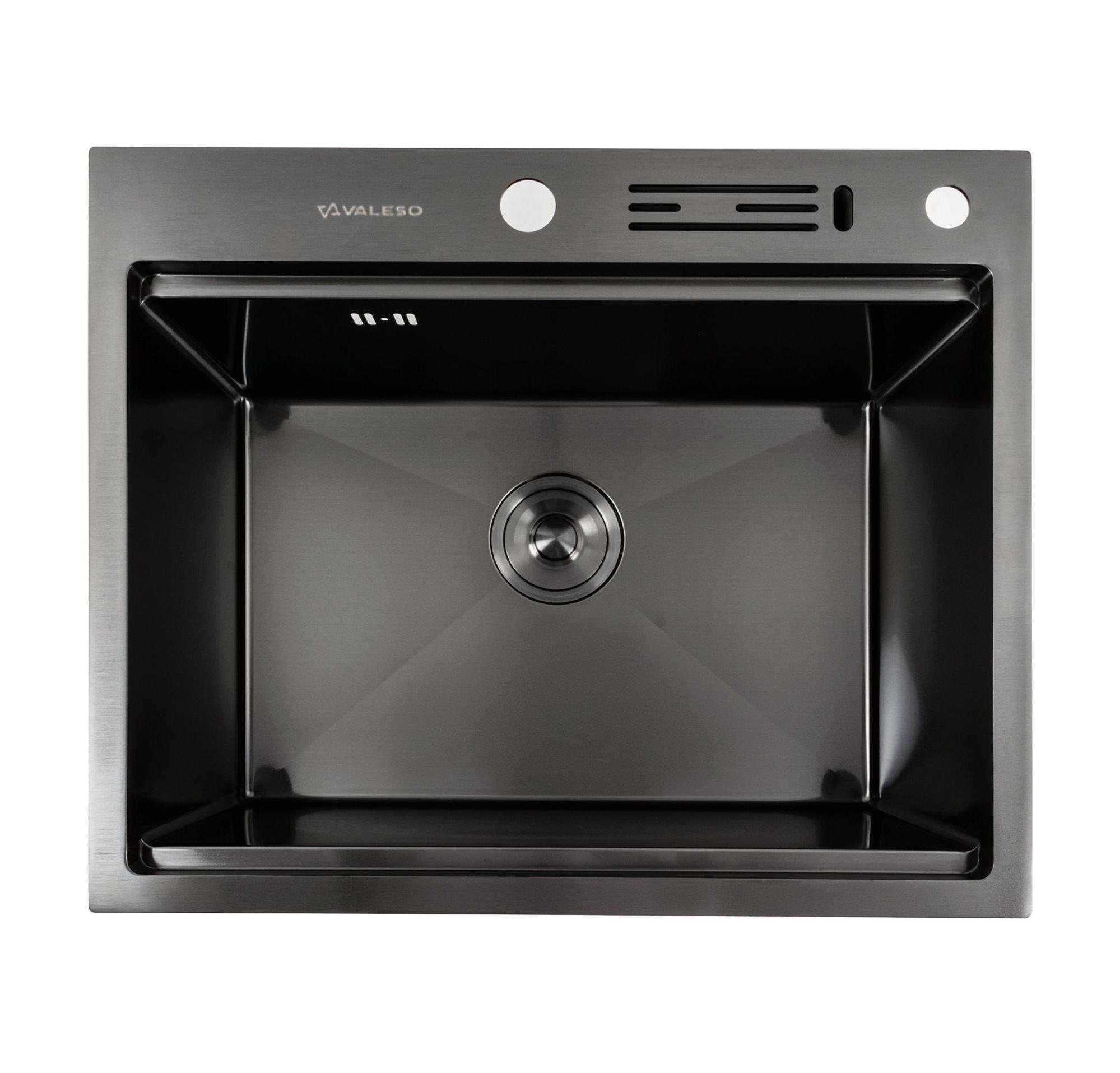 Кухонная мойка PVD 60х50 с подставкой для ножей Черный