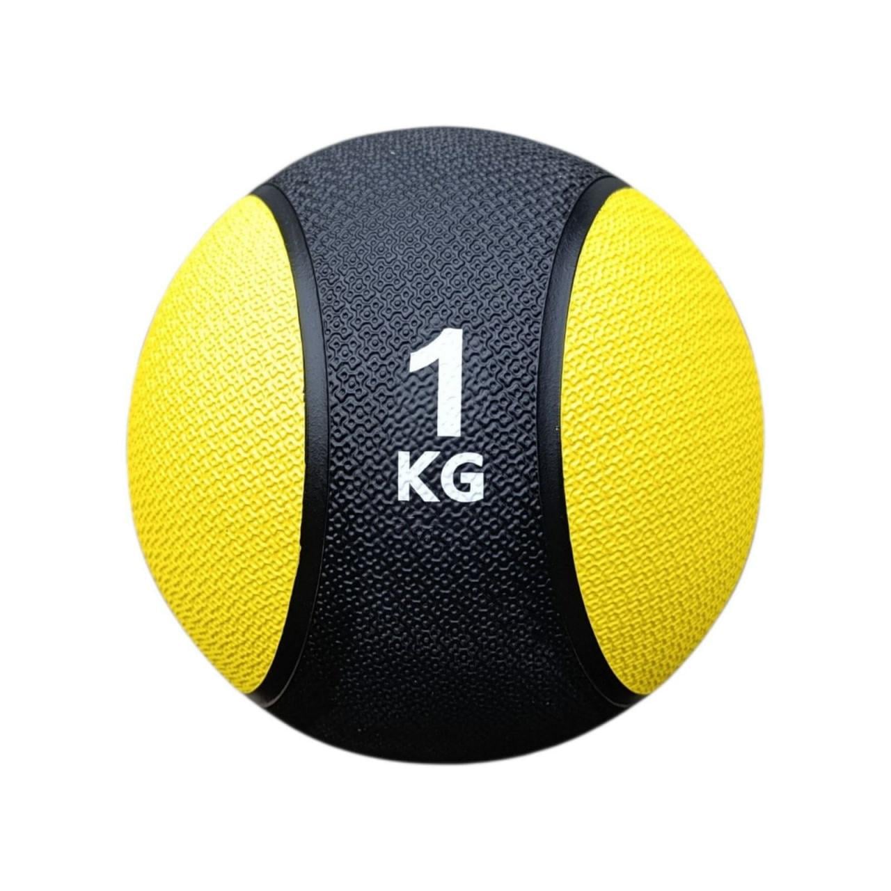 Медбол двухцветный с отскоком 1 кг Black/Yellow