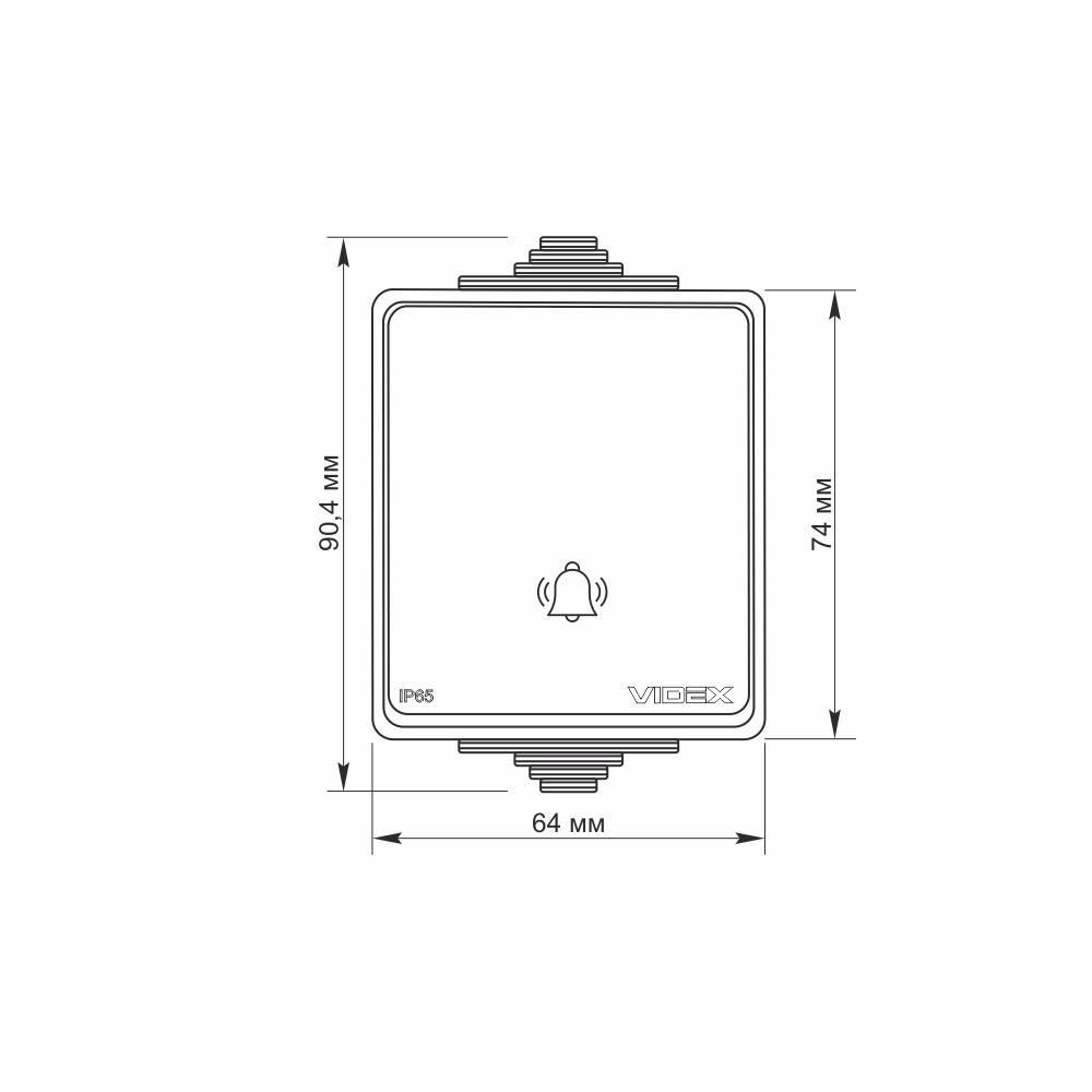 Выключатель Videx Binera кнопка звонка IP65 Серый (38380) - фото 3