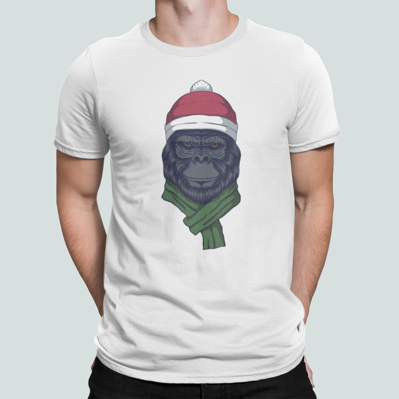 Футболка мужская новогодняя Stedman с принтом Горилла Санта S Белый (НГ125-7) Футболка мужская новогодняя Stedman с принтом Горилла Санта S Белый (НГ125-7)