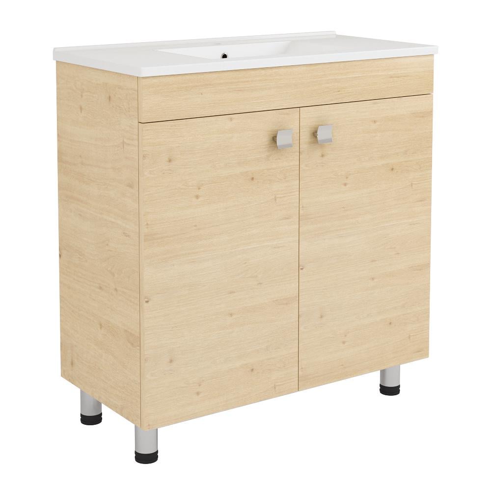 Тумба для ванной RJ Atlas 80x40 напольная с умывальником RJ Jenor Дерево (RJFU005-15OK)